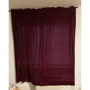 Vtg Plush Red Velvet Drapes Curtains 54"W x 80"L Burgundy Goth Theater Backdrop